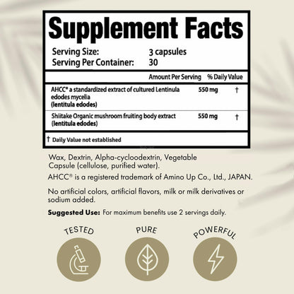 HPD Rx Premium AHCC & Shiitake Mushroom 1100 mg per Serving Supplement