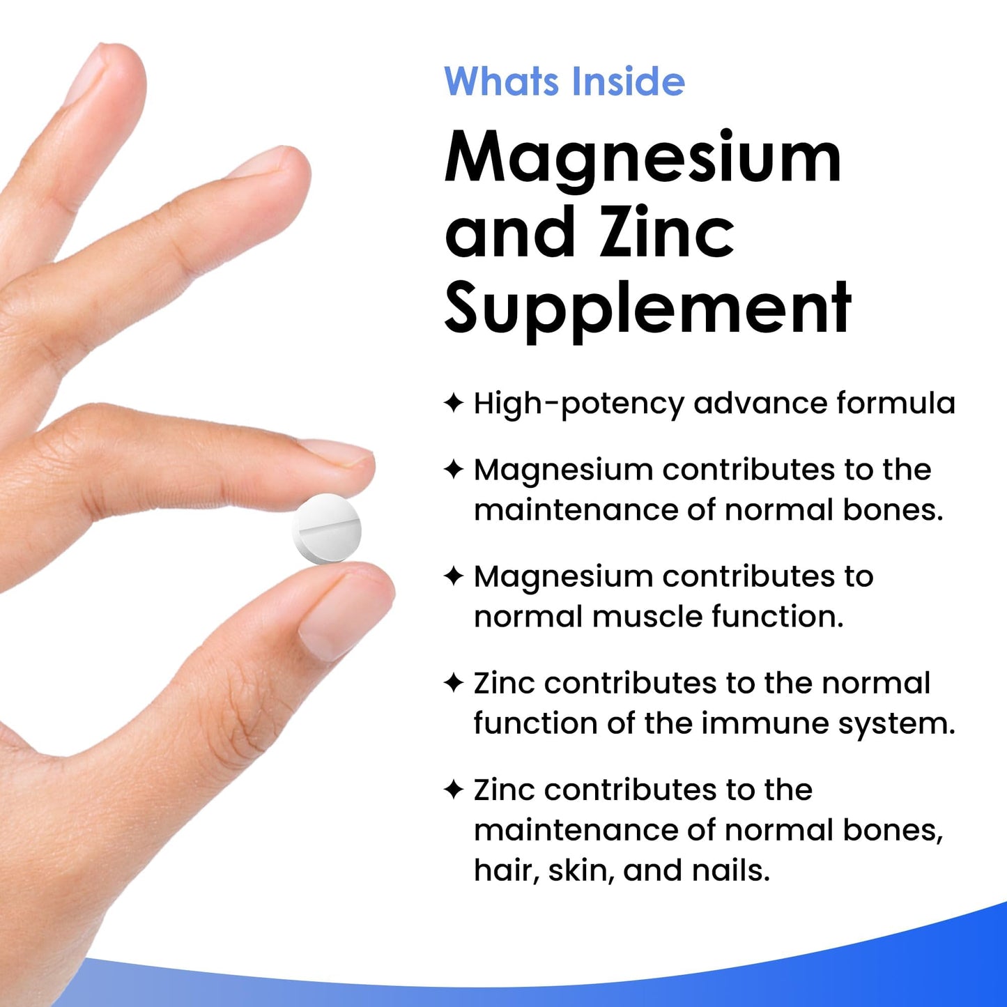 Magnesium Supplements 516mg With Zinc - 120 Magnesium Tablets Supports Muscle