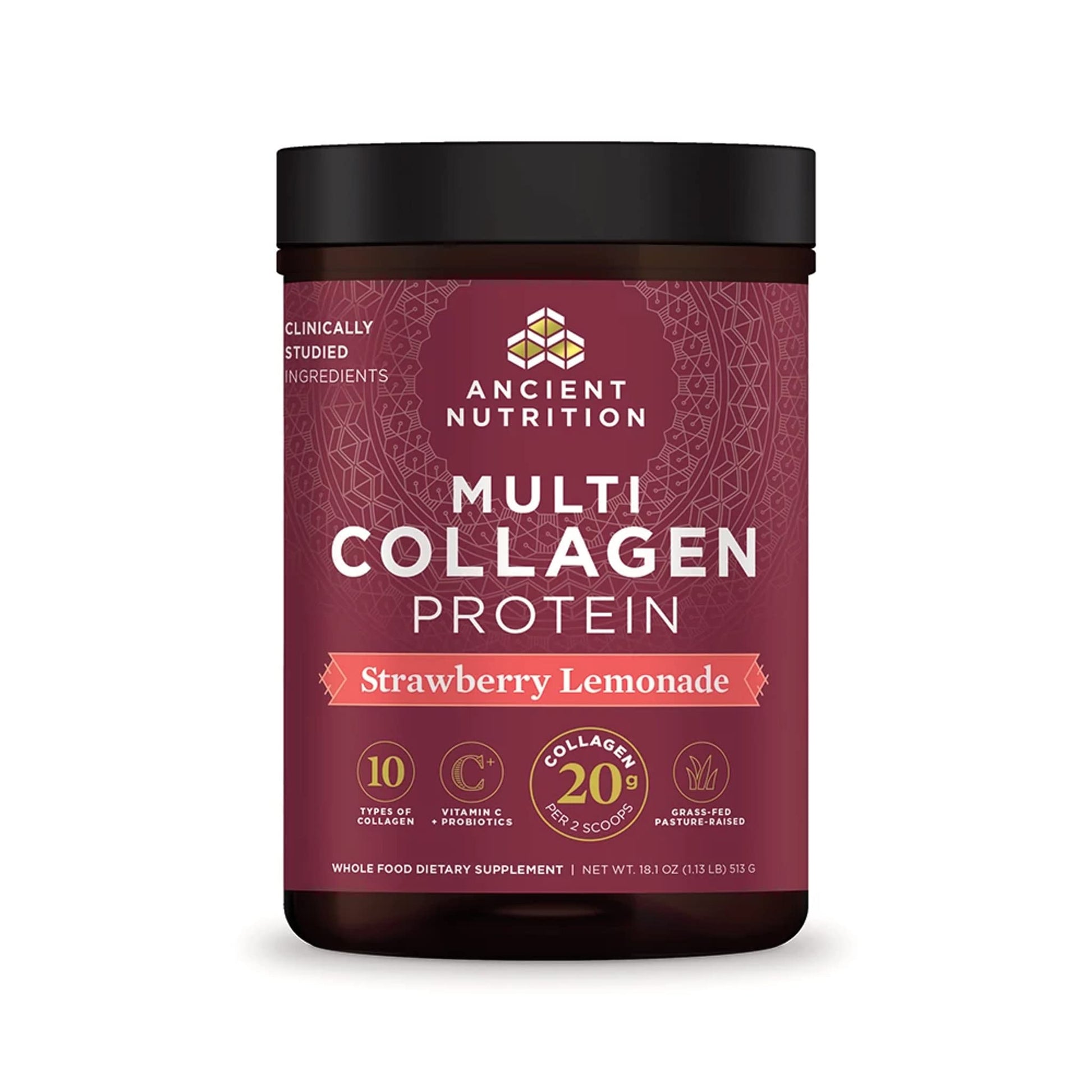 Ancient Nutrition Collagen Powder Protein, Multi Collagen Protein Powder, Strawberry Lemo