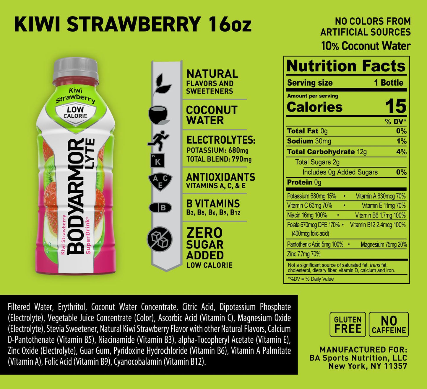 BODYARMOR LYTE Sports Drink Low-Calorie Sports Beverage, Kiwi Strawberry