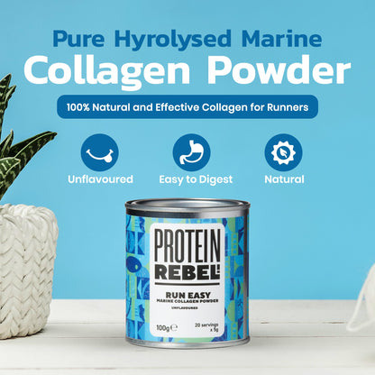 Protein Rebel - Run Easy Marine Collagen Powder for Running, Joint Support - Unflavoured Powder Collagen