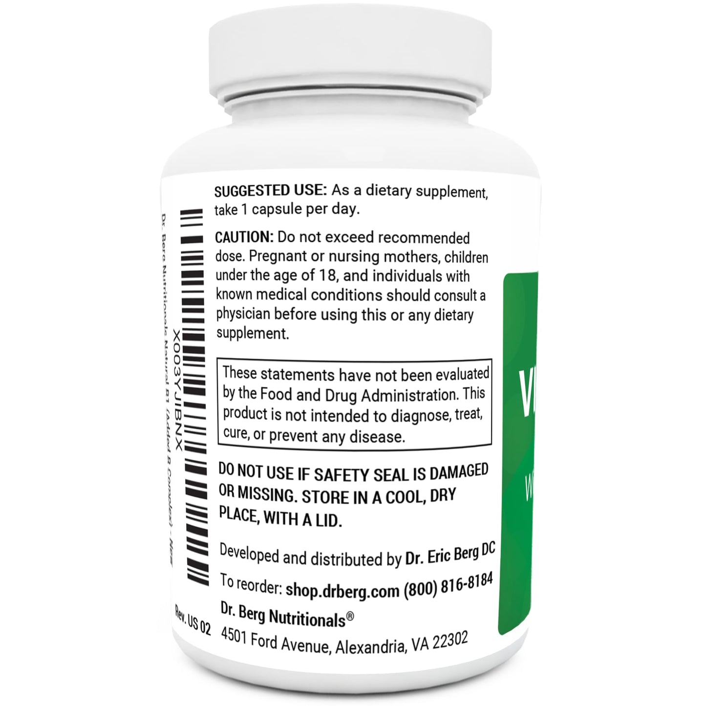 Dr. Berg Natural Vitamin B1 B6 B12 Complex - Allithiamine Vitamin B1 Supplement