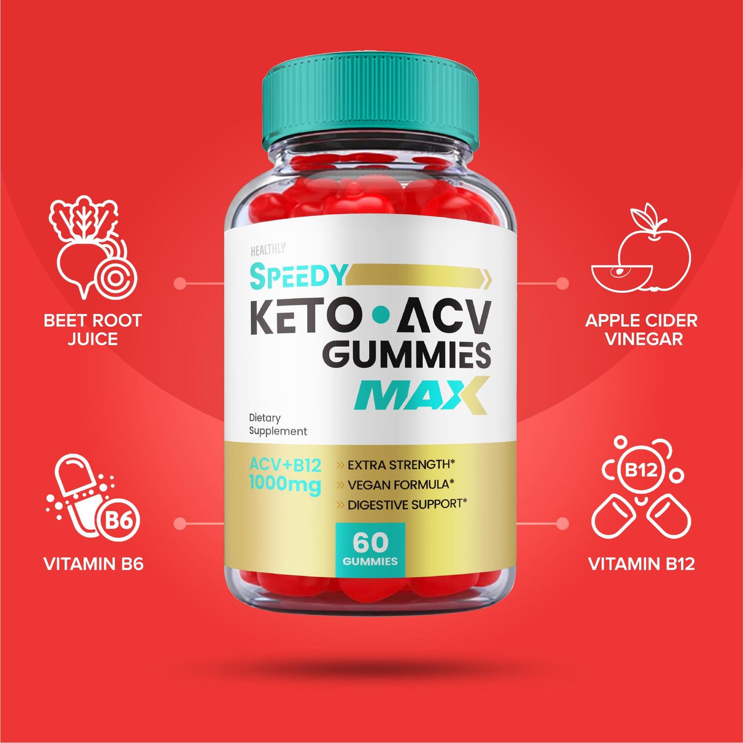 (2 Pack) Speedy Keto ACV Gummies Maximum Strength, Speedy Keto Plus ACV Gummies