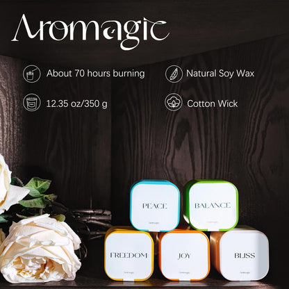 Aromagic 5 Pack Scented Candles Gift Set,Jar Candles Valentine's Day Gifts for Women