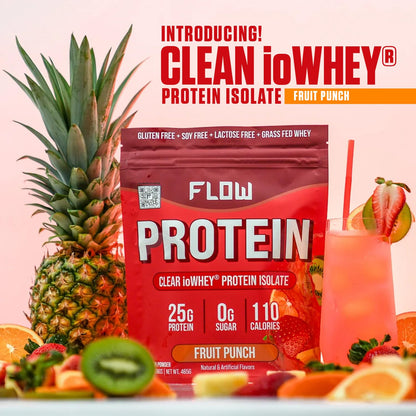 Flow Supps Clear Whey Isolate Protein Powder, Fruit Punch - 15 Servings, 25g Protein