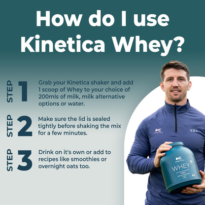 Kinetica Vanilla Whey Protein Powder | 2.27kg | 23g Protein per Serving | 76 Servings