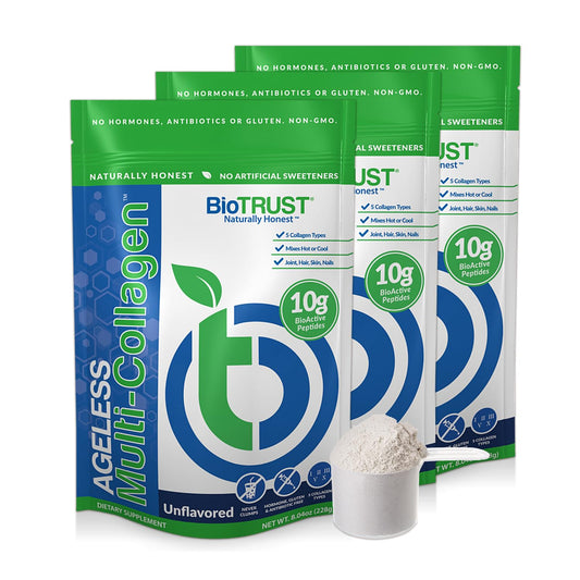 BioTrust Ageless Multi Collagen Protein Powder – 5 Collagen Types (I, II, III, V, X)