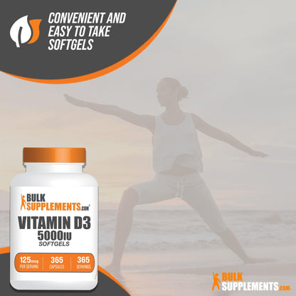 BULKSUPPLEMENTS.COM Vitamin D3 5000IU Softgels - Cholecalciferol, D3 Supplement