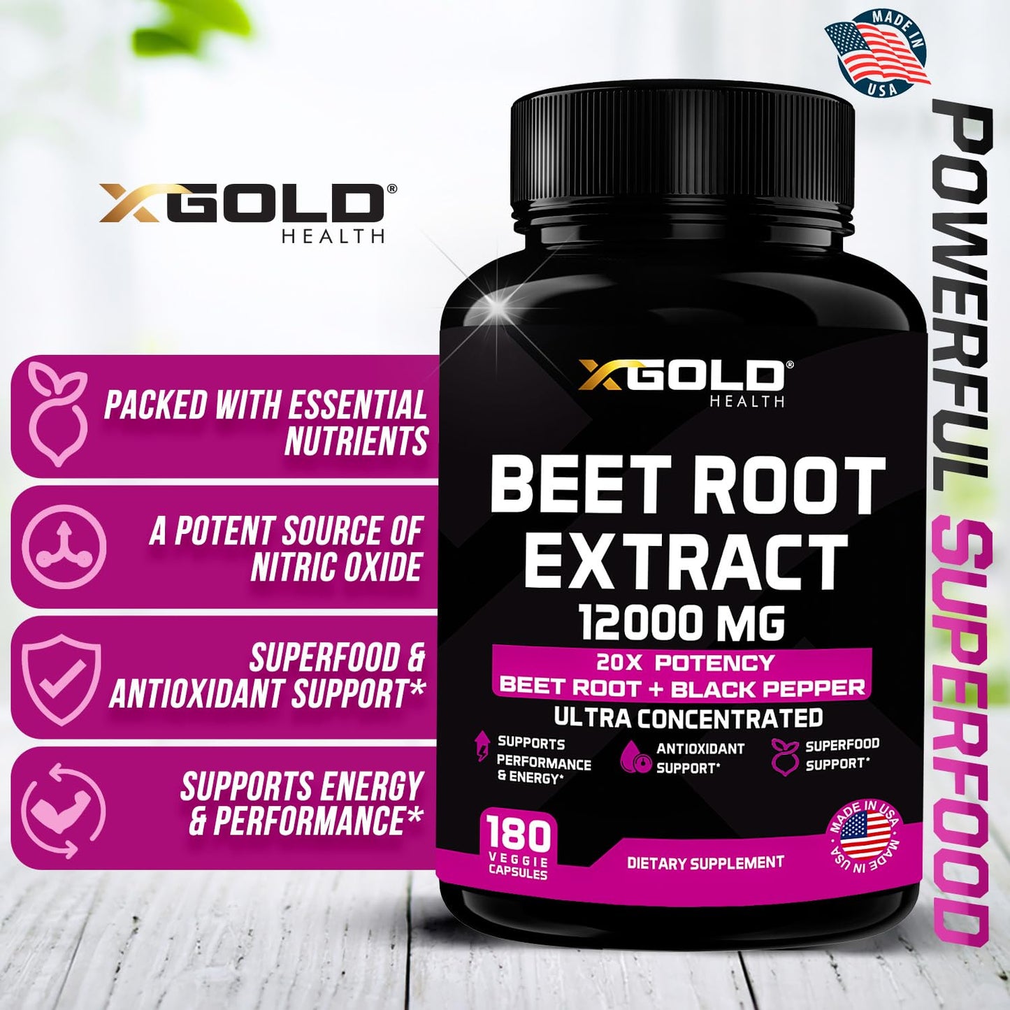 Beet Root Extract Capsules - 12000mg 20x Concentrated Beet Root Capsules Supplement