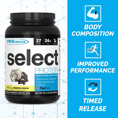 PEScience Select Protein, Cookies and Cream, 27 Serving, Premium Whey and Casein