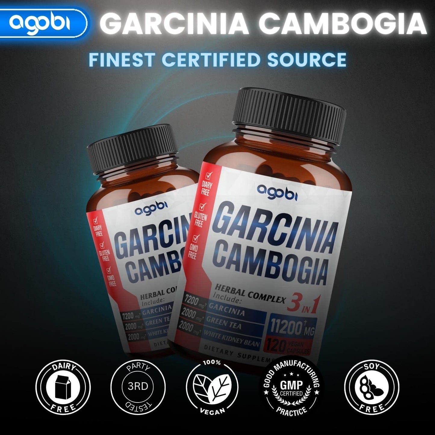 agobi 3in1 Garcinia Cambogia Extract Capsules - 11200mg Herbal Supplement for Body Health