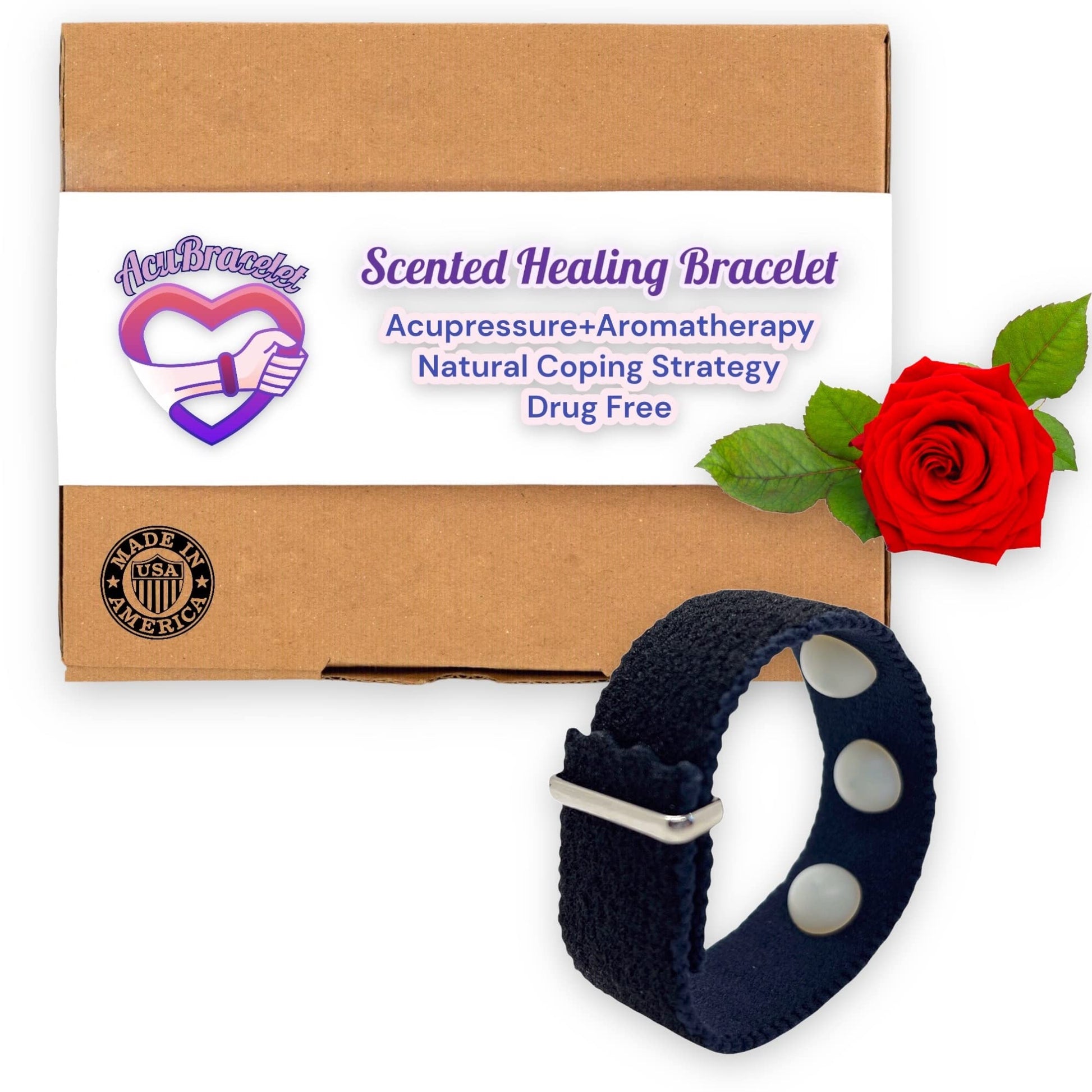 Acupressure Bracelets Stress Relief Rose Oil Infused for Sleep Issues, Menopause, Mood and Pain