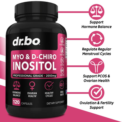 Myo-Inositol & D-Chiro Inositol Supplement Capsules - 40:1 Ratio Hormone Balance