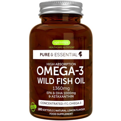 Omega-3 Wild Fish Oil & Astaxanthin, The Most Advanced High Absorption rTG Omega-3