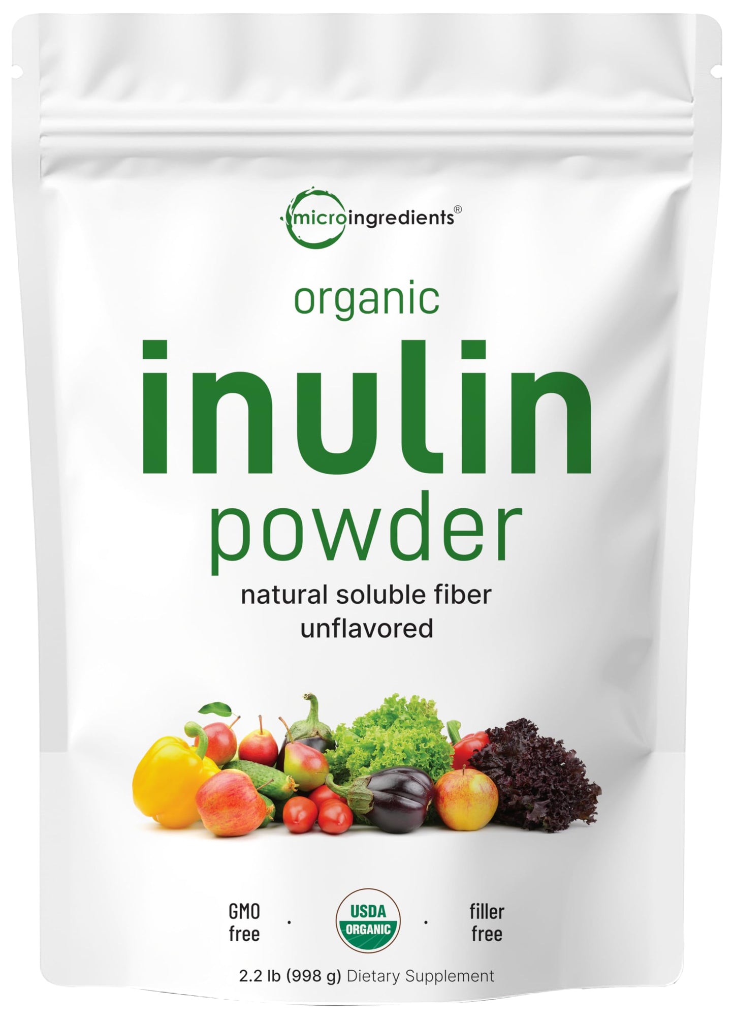 Organic Inulin FOS Powder (Jerusalem Artichoke), 2.2 Pounds (35 Ounce), Quick Water