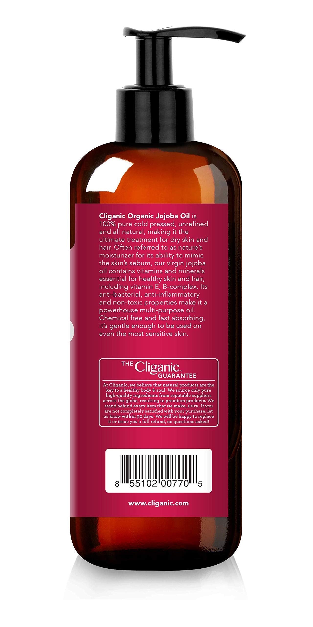 Cliganic Organic Jojoba Oil 16 oz, 100% Pure | Bulk, Natural Cold Pressed Unrefined