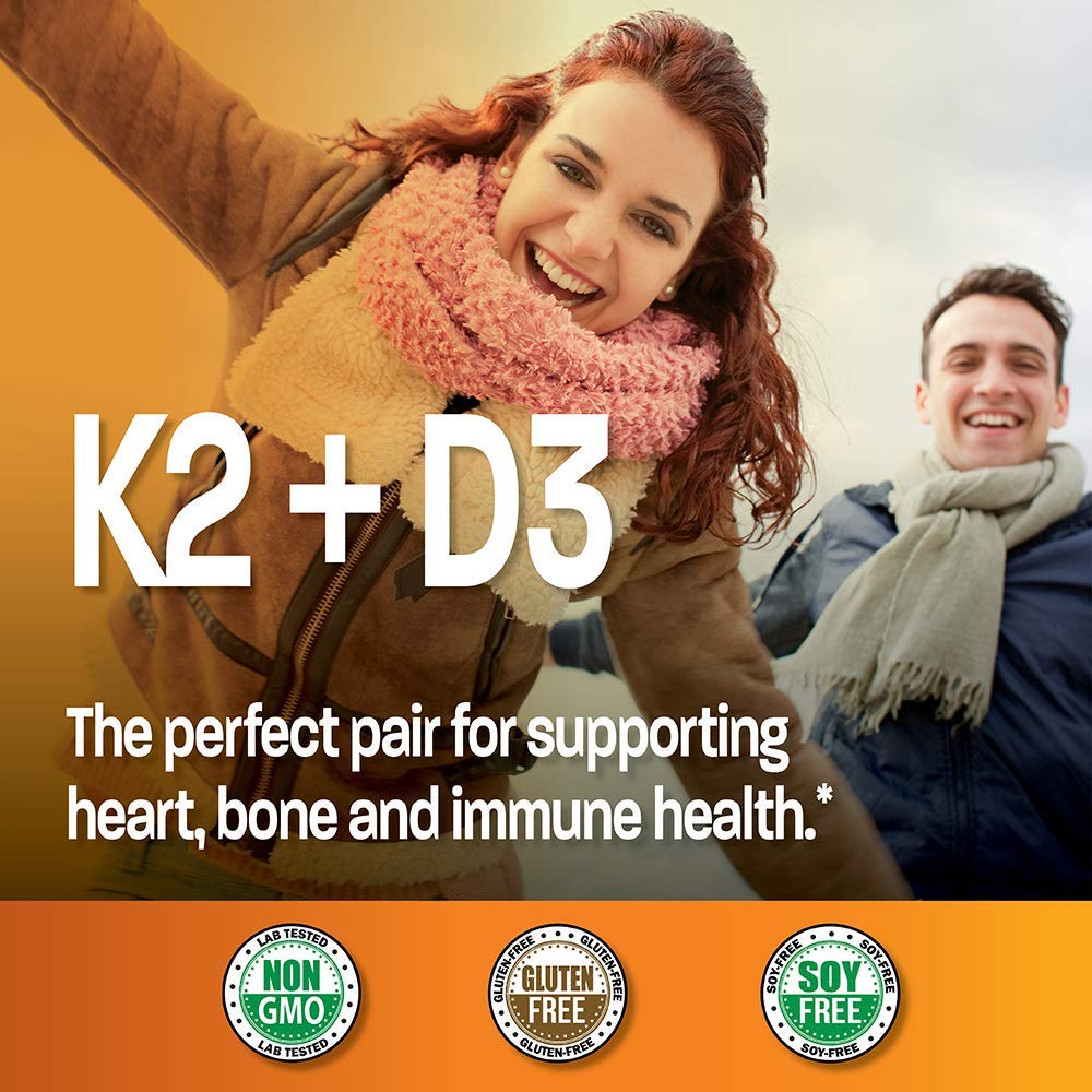 Bronson Vitamin K2 (MK7) with D3 Supplement Non-GMO Formula 5000 IU Vitamin D3