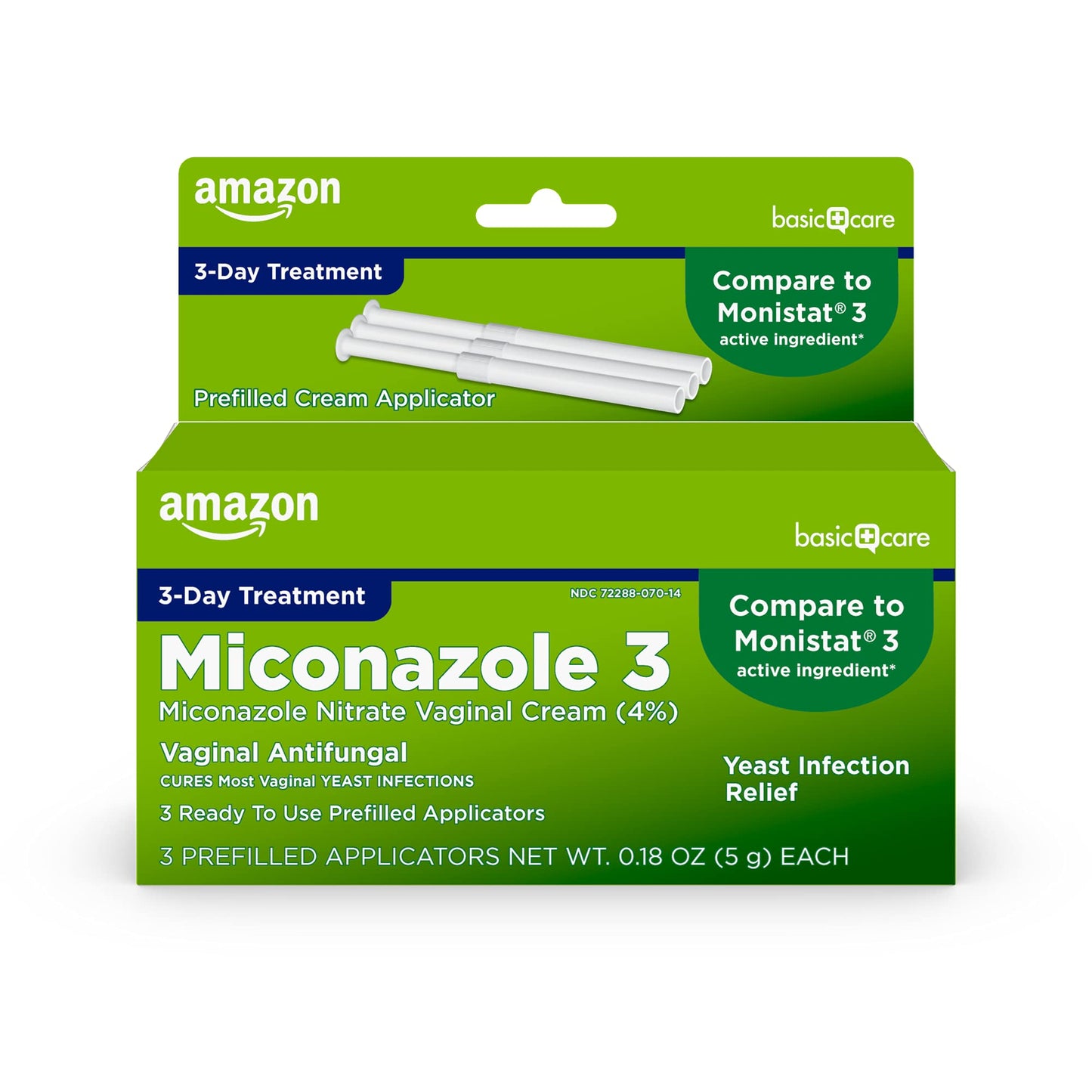 Amazon Basic Care Miconazole 3, Miconazole Nitrate Vaginal Cream (4 Percent), 3-Day Treatment