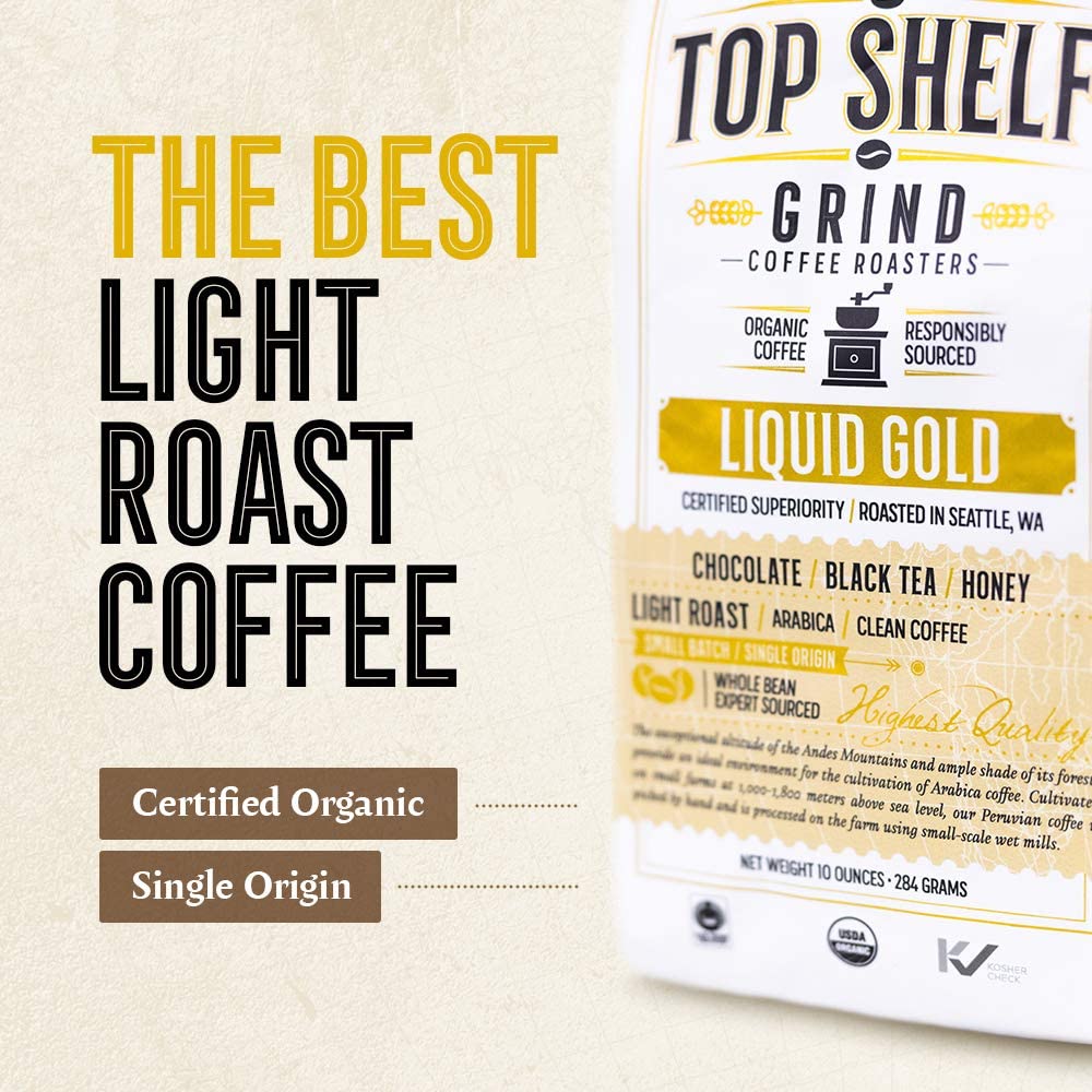 Organic Light Roast Whole Bean Coffee, The Best Espresso Beans from Peru