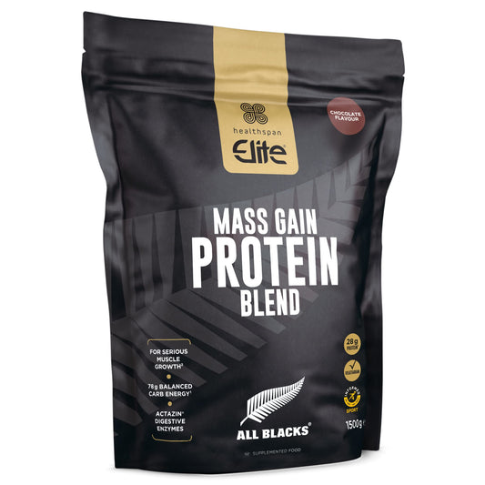 Healthspan Elite All Blacks Mass Gain Protein Blend (1500g) | Chocolate | 28g of Protein