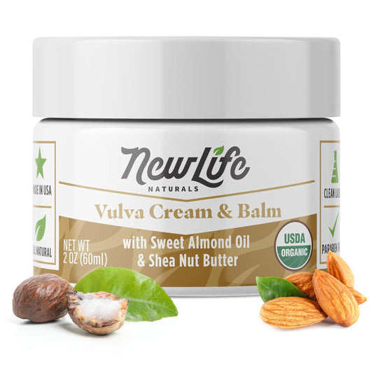 NewLife Naturals Certified Organic Vulva Cream - Menopause Support, Itching Relief, Vaginal Moisturizer