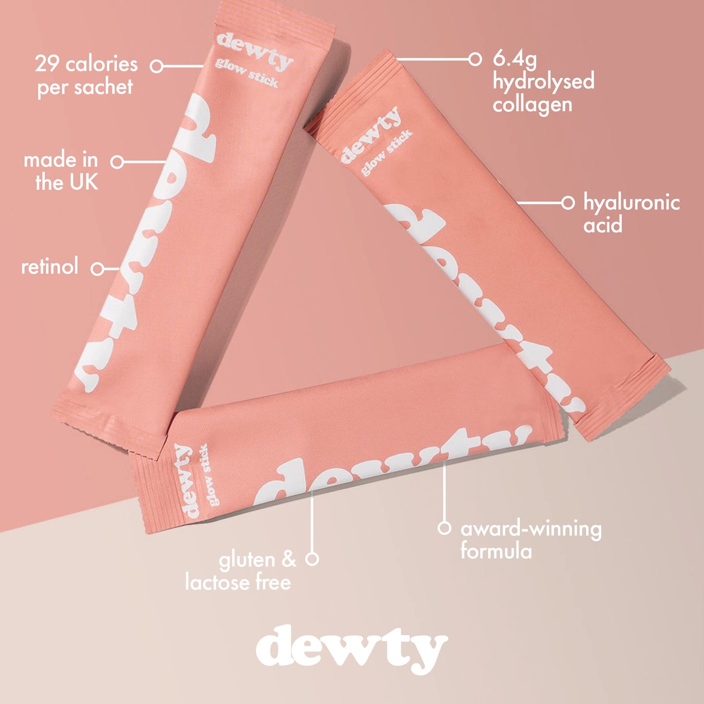 Dewty Collagen Drink - Peach Flavour Daily Collagen Supplements for Women - Individual Collagen Sachets