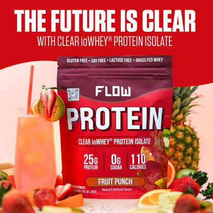 Flow Supps Clear Whey Isolate Protein Powder, Fruit Punch - 15 Servings, 25g Protein