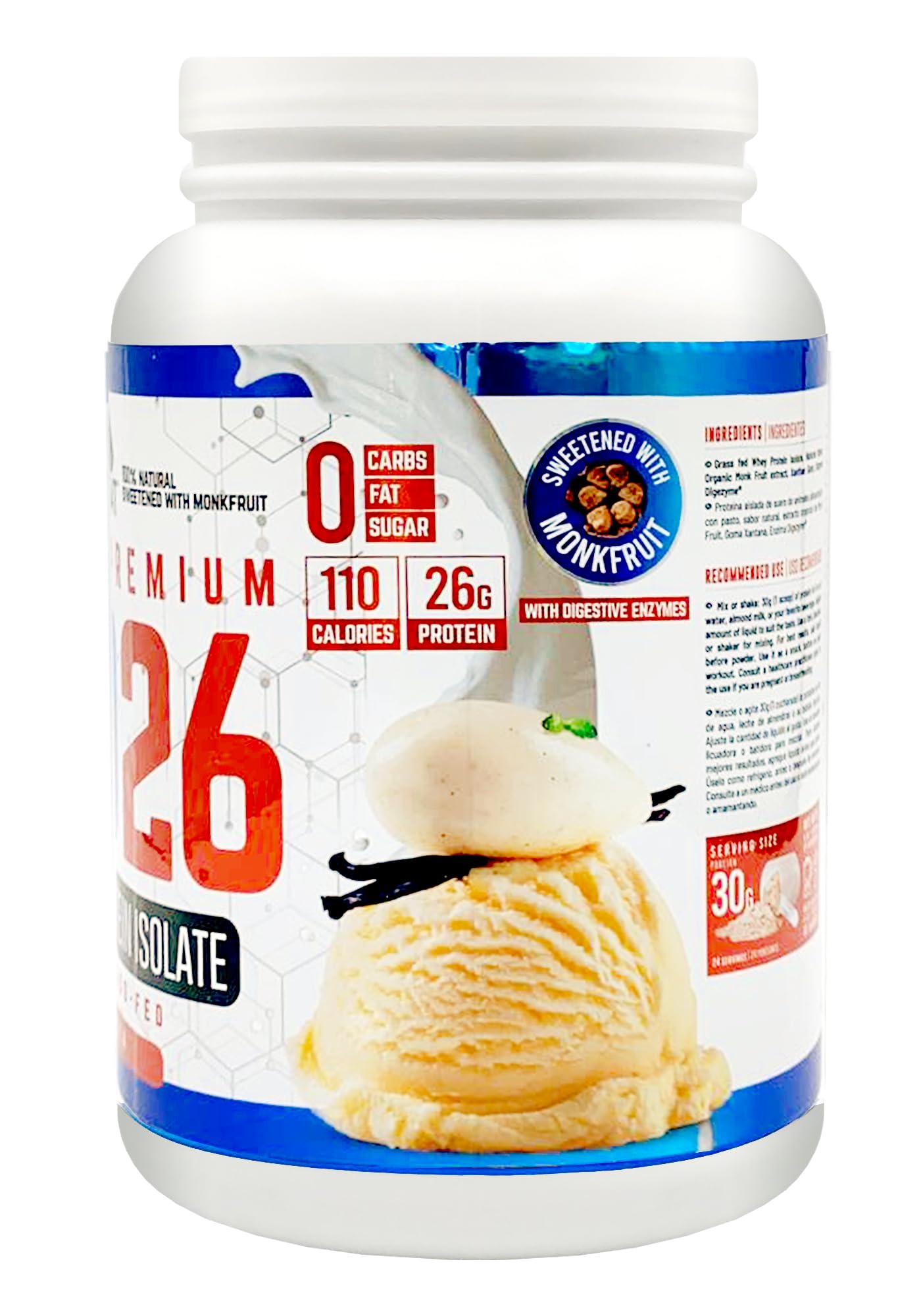 MOMOF4TRANSFORM MO4T Grass Fed Whey Protein Isolate Powder, Naturally Sweetened