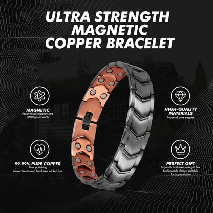 Auinz - Copper Bracelets for Men - 99.99% Solid Pure Copper Magnetic Bracelets Double-Row