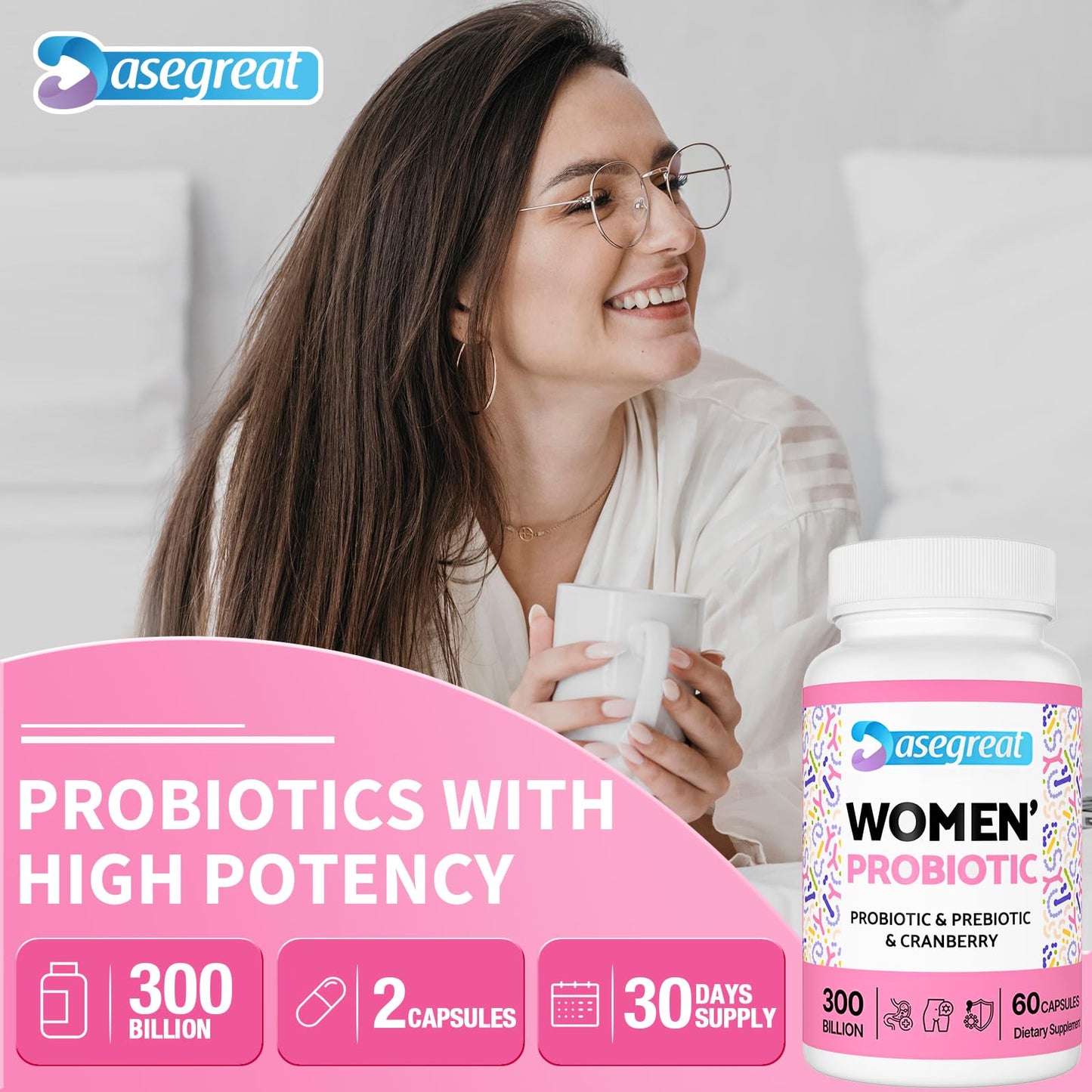 300 Billion CFUs Probiotics for Women,12 Strains Probiotics with Prebiotic Cranberry