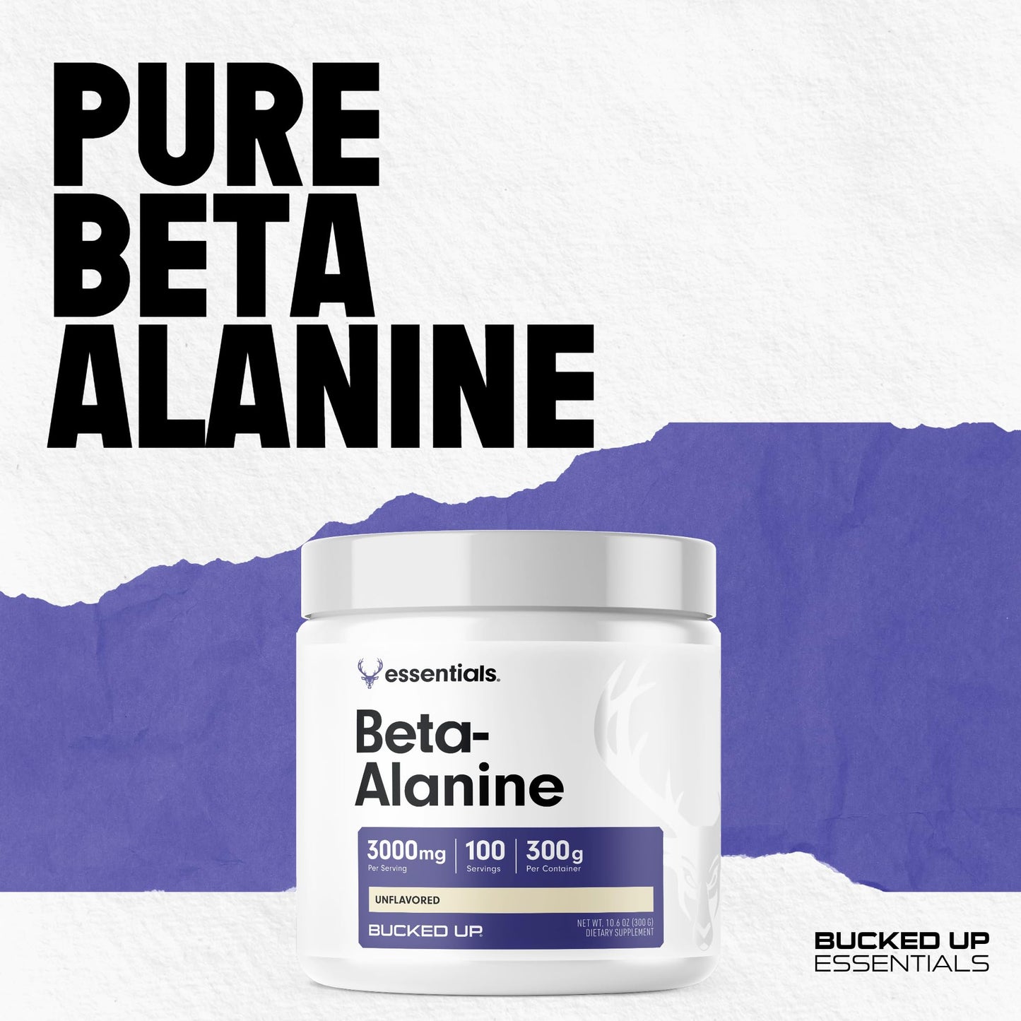 Bucked Up Beta Alanine 300mg Powder, Non-GMO, Gluten-Free, Unflavored (100 Servings)