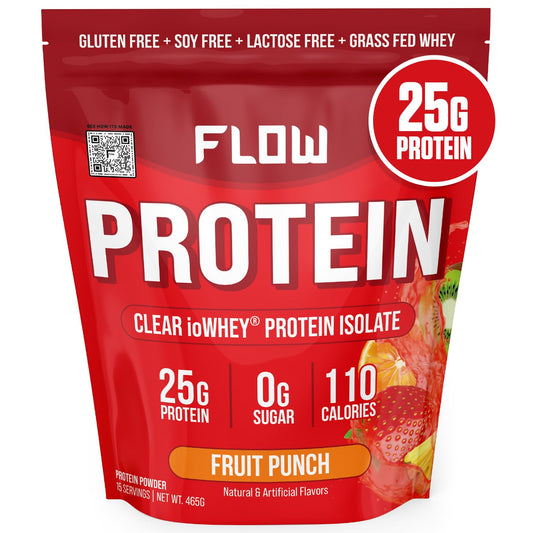 Flow Supps Clear Whey Isolate Protein Powder, Fruit Punch - 15 Servings, 25g Protein 