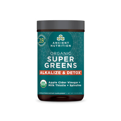 Ancient Nutrition Supergreens Alkalize & Detox Powder, Organic Superfood Powder Made 