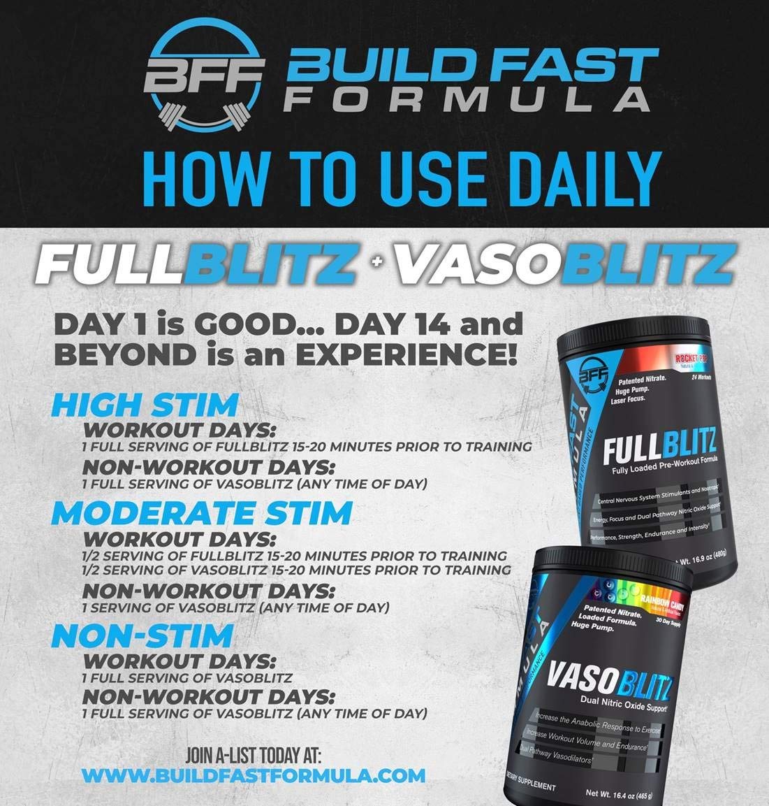 BFF Build Fast Formula FULLBLITZ Fully Loaded Pre-Workout | Energy Booster + Huge Dual Pathway Nitric Oxide Boosting Muscle Pumps, Laser Focus & Nootropic Blend – 24 Workouts (Rainbow Candy)