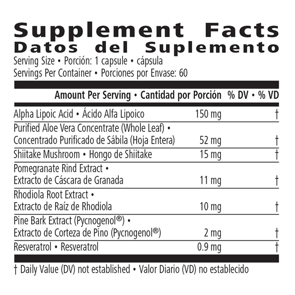 Nutrient Support Formula Cell Activator 60 Capsules W/Aloe Vera & Antioxidant Activity