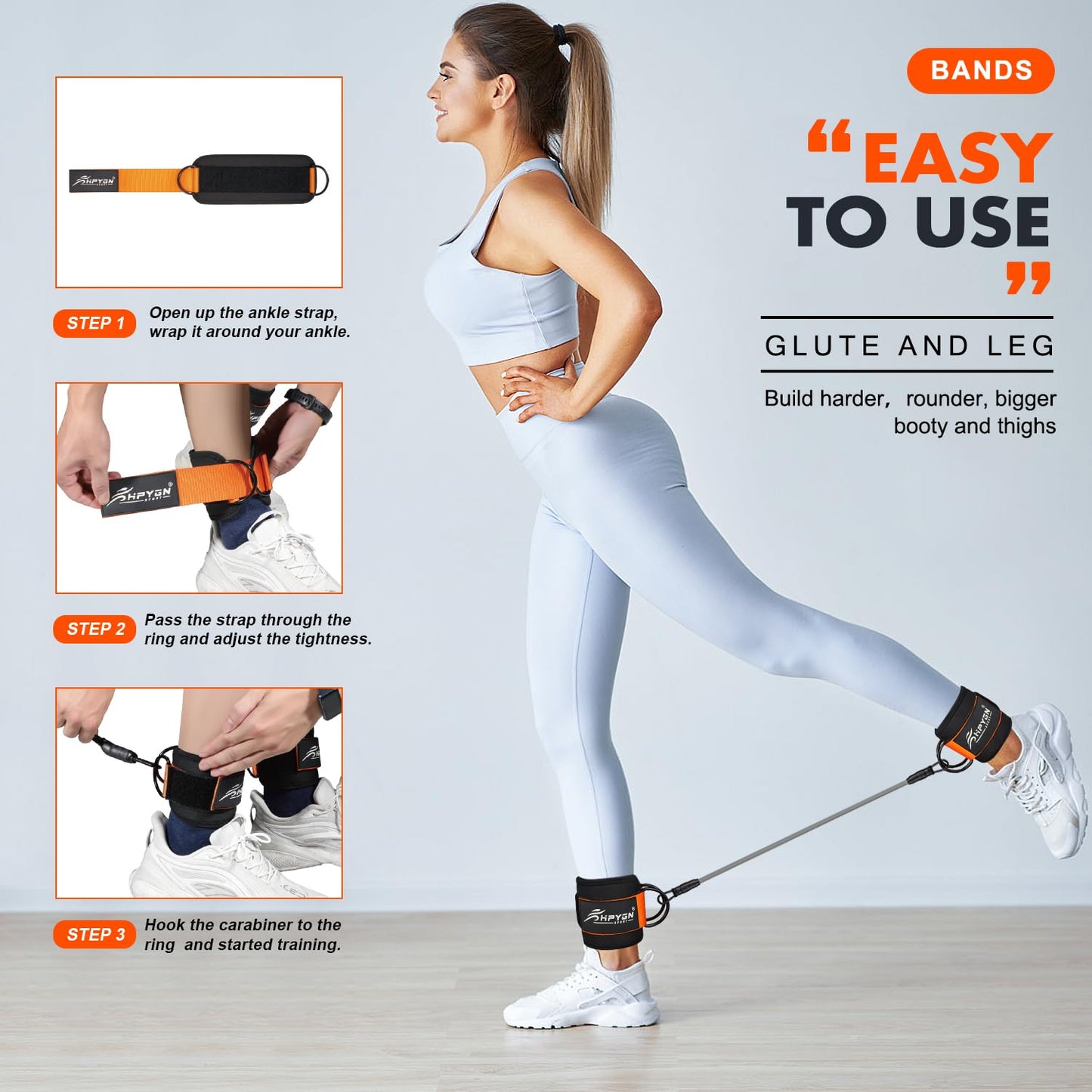 Ankle Resistance Bands with Cuffs for Leg and Glute Training - Exercise Equipment