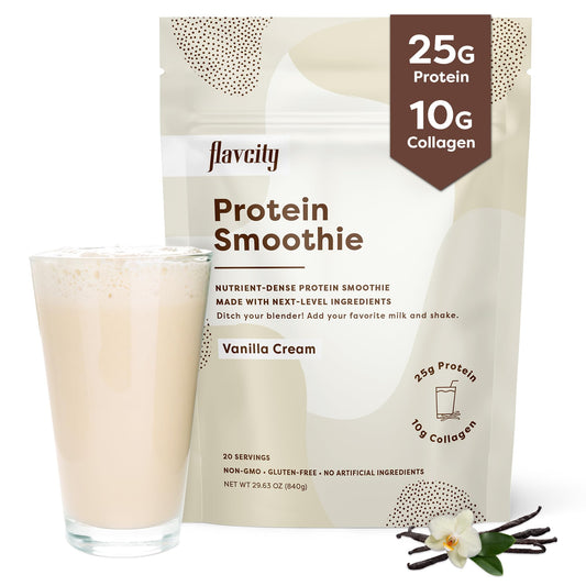 FlavCity Protein Powder Smoothie, Vanilla - 100% Grass-Fed Whey Protein 