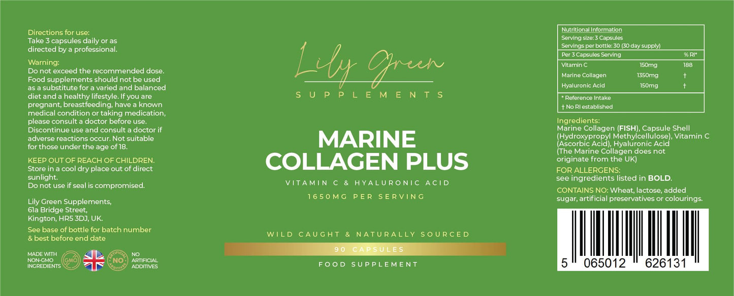 Lily Green | Marine Collagen with Hyaluronic Acid & Vitamin C - 1650mg per Serving