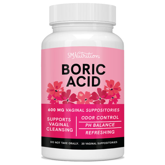 Boric Acid Suppositories for Women | 600mg | for pH Balance, Vaginal Odor & Itching | Feminine Hygiene