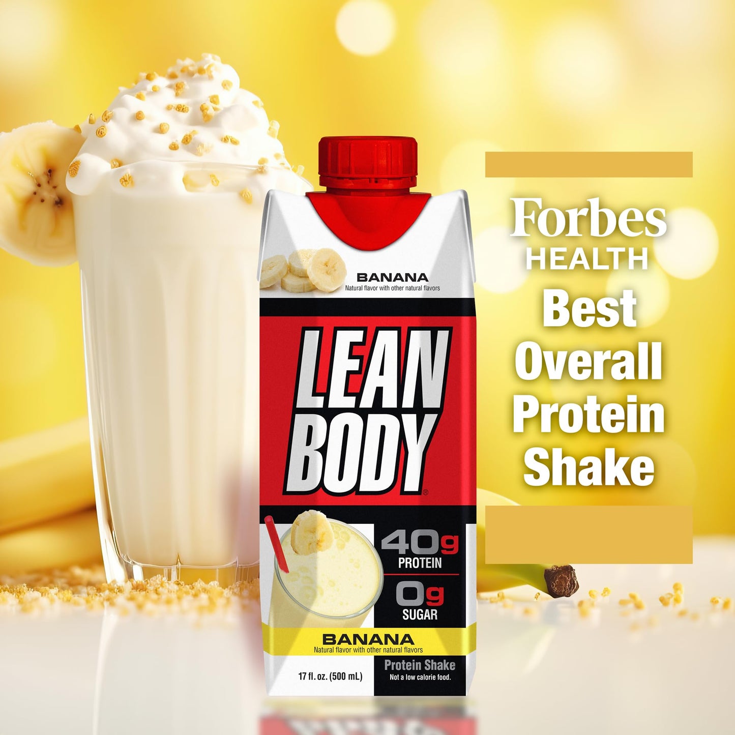 Lean Body Ready-to-Drink Banana Protein Shake, 40g Protein, Whey Blend, 0 Sugar