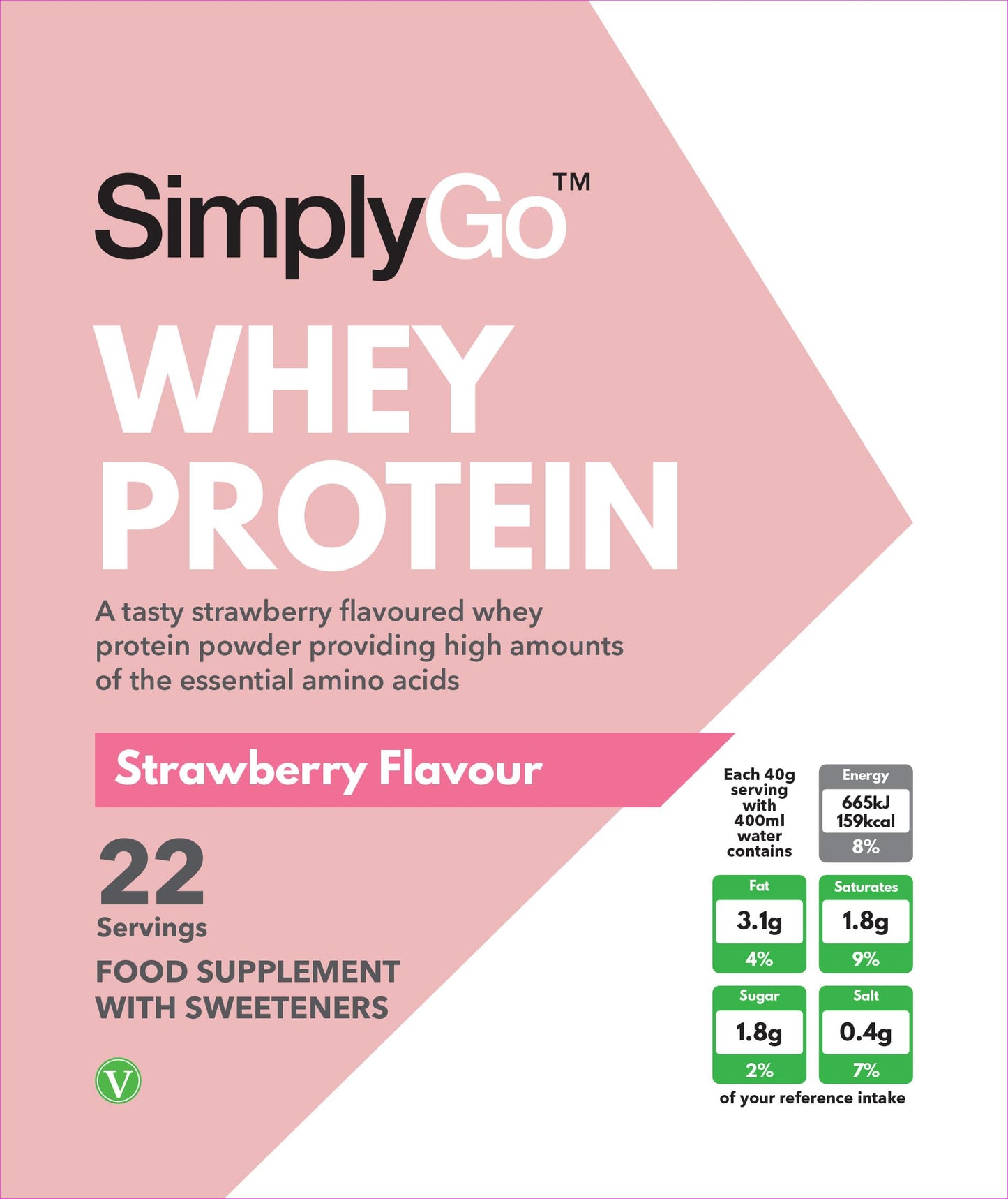 SimplyGo Whey Protein Powder | 900g | Simply Add 30g to Water, Juice or Shakes