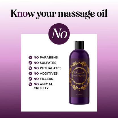 Aromatherapy Sensual Massage Oil for Couples - Relaxing Full Body Massage Oil