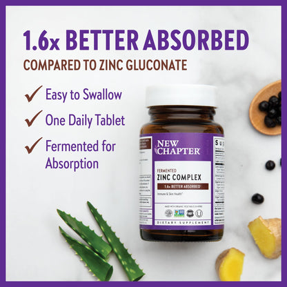 New Chapter Zinc Supplement, Fermented Zinc Complex, ONE Daily for Immune Support