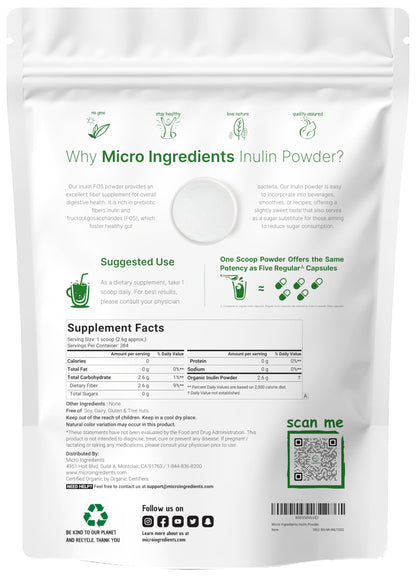 Organic Inulin FOS Powder (Jerusalem Artichoke), 2.2 Pounds (35 Ounce), Quick Water