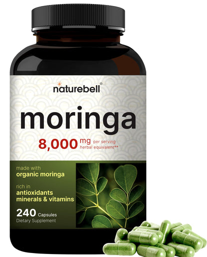 NatureBell Moringa Oleifera 8000mg Per Serving | 240 Capsules, Made with Organic