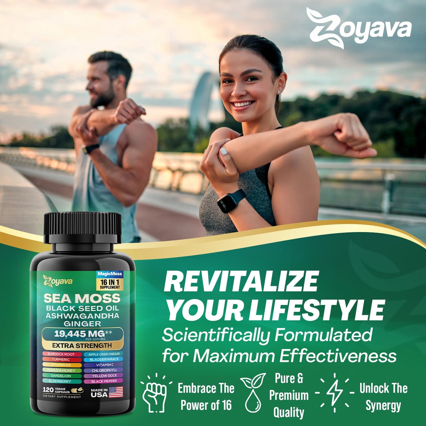 Zoyava Sea Moss 7000mg Black Seed Oil 4000mg Ashwagandha 2000mg Turmeric