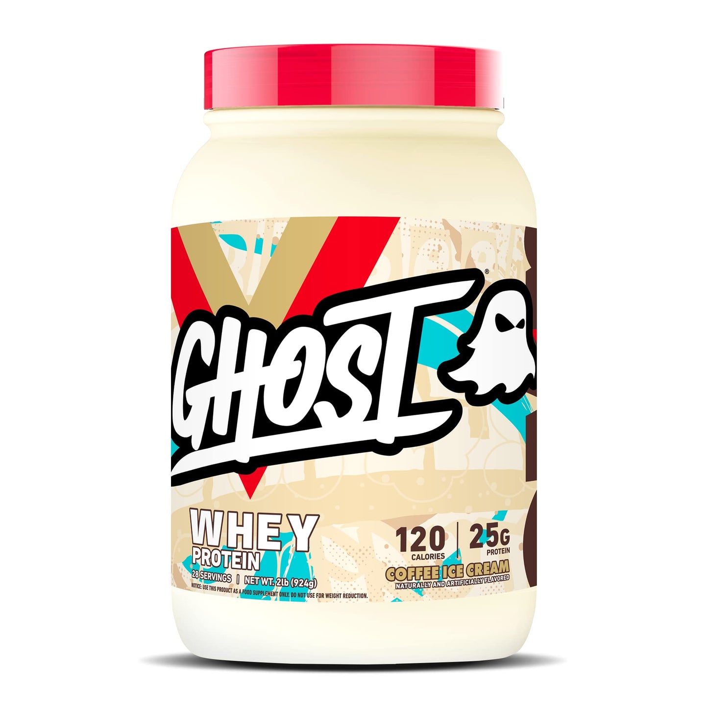 GHOST Whey Protein Powder, Coffee Ice Cream - 2LB Tub, 25G of Protein - Flavored Isolate