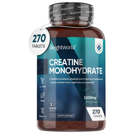 Creatine Monohydrate 3000mg - 270 Tablets - Gym Energy Supplement for Men & Women 