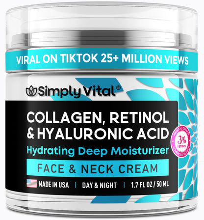 SimplyVital Face Moisturizer Collagen Cream - Anti Aging Neck and Décolleté