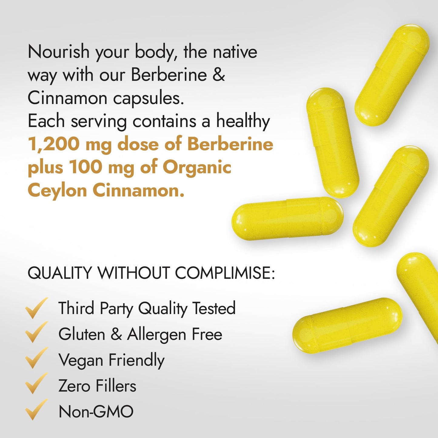 Berberine Supplement with Ceylon Cinnamon | Berberine HCL 1,200mg Plus Ceylon